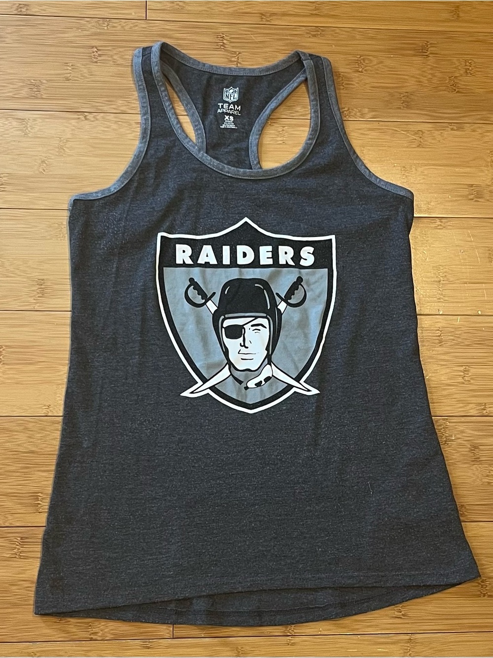 NFL Team Apparel Raiders Women's Charcoal Racerback Tank Top